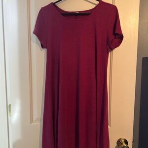 Old Navy Magenta Short Sleeve Swing Dress - size - M
